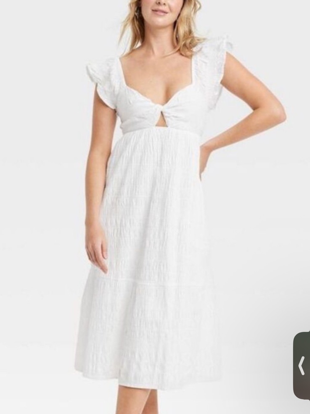 Universal Thread White Ruffle-Sleeve Midi Dress